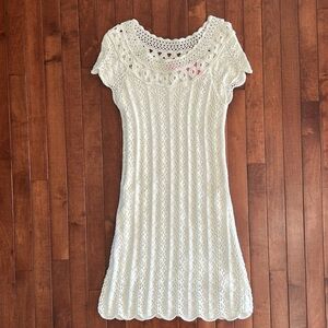 NWT Lilly Pulitzer Everly Sweater Dress Crochet Resort White Size Small
